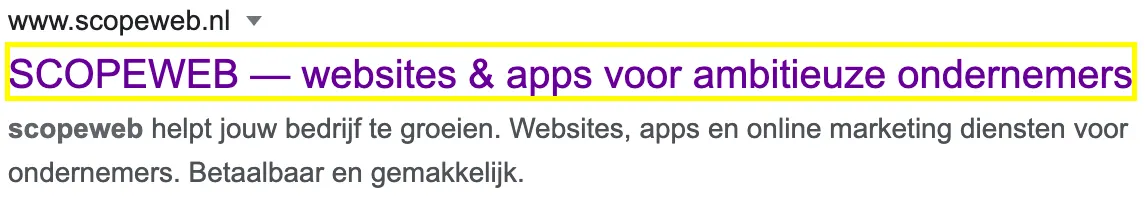 Example of an SEO friendly page title