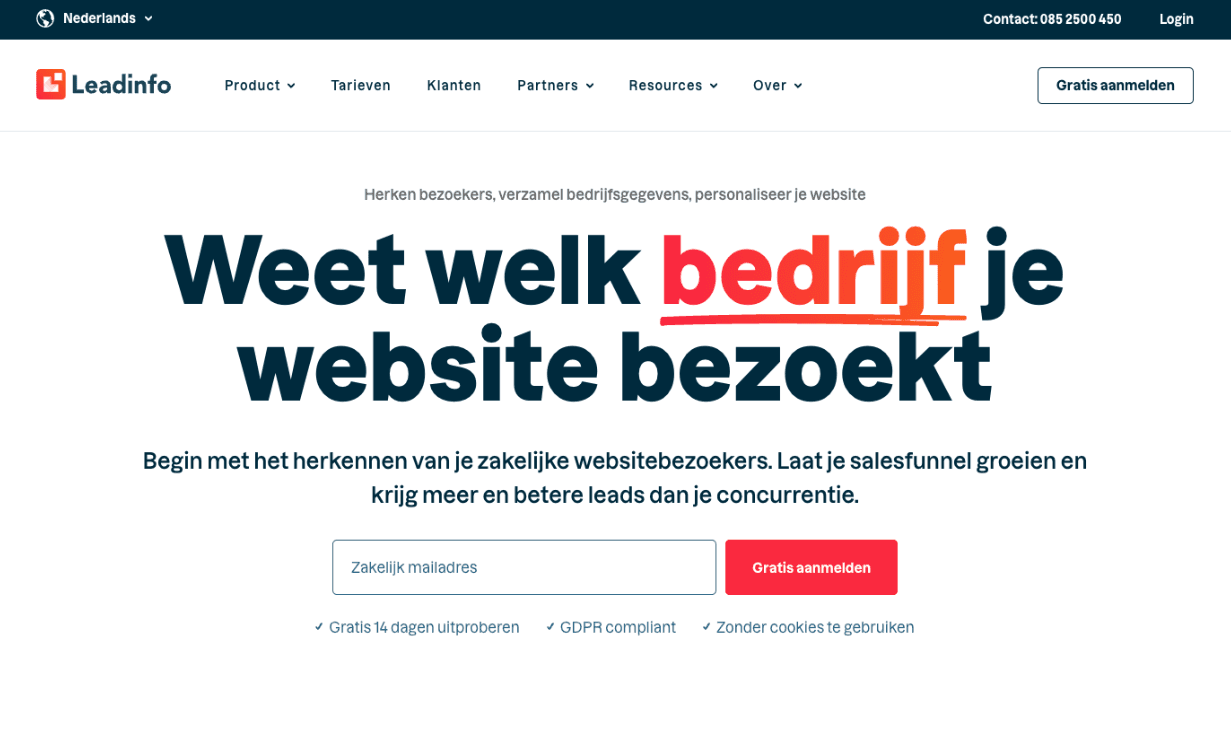 Leadinfo - identificeer zakelijke websitebezoekers
