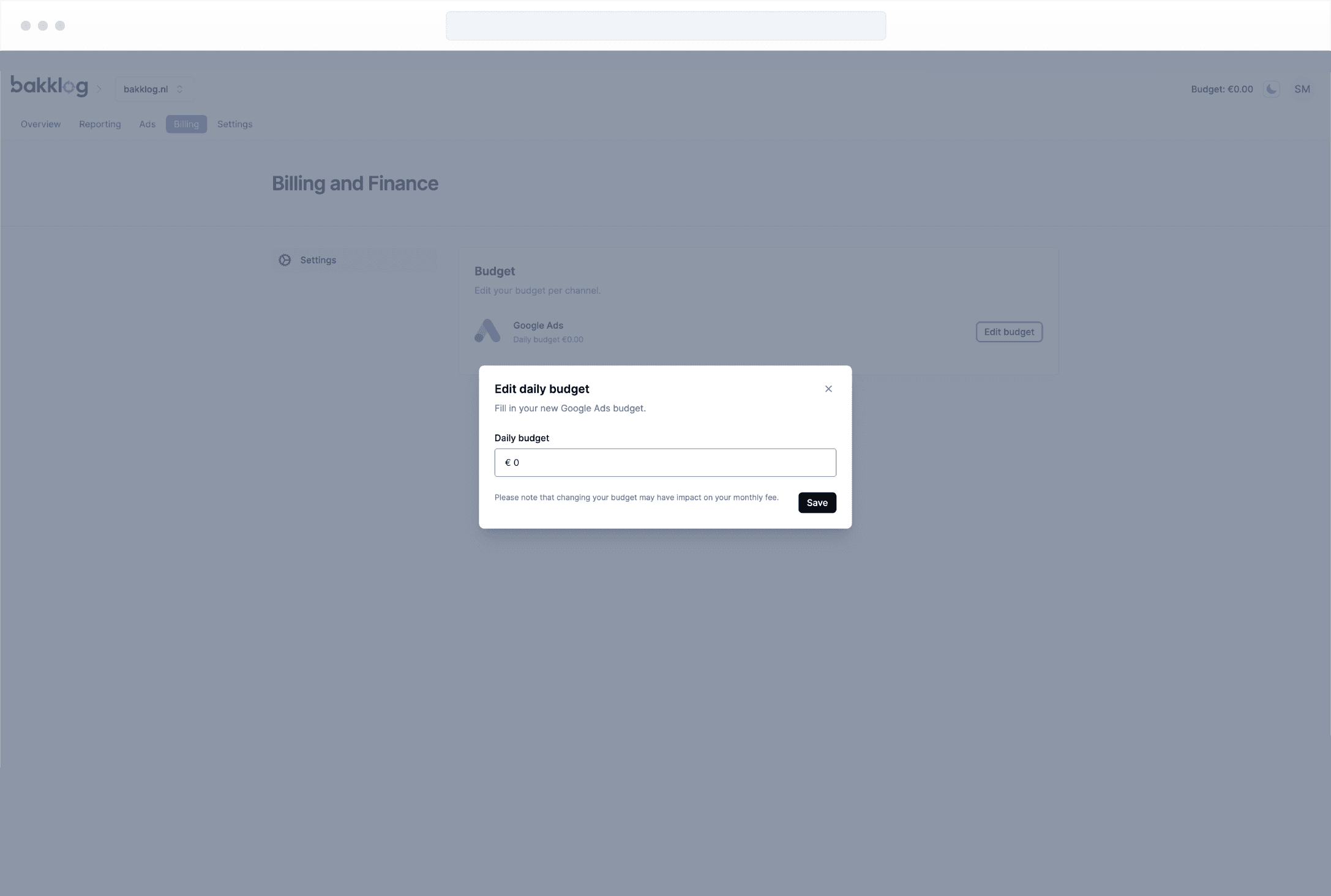 LaunchPad Google Ads dashboard screenshot - full control over your budget