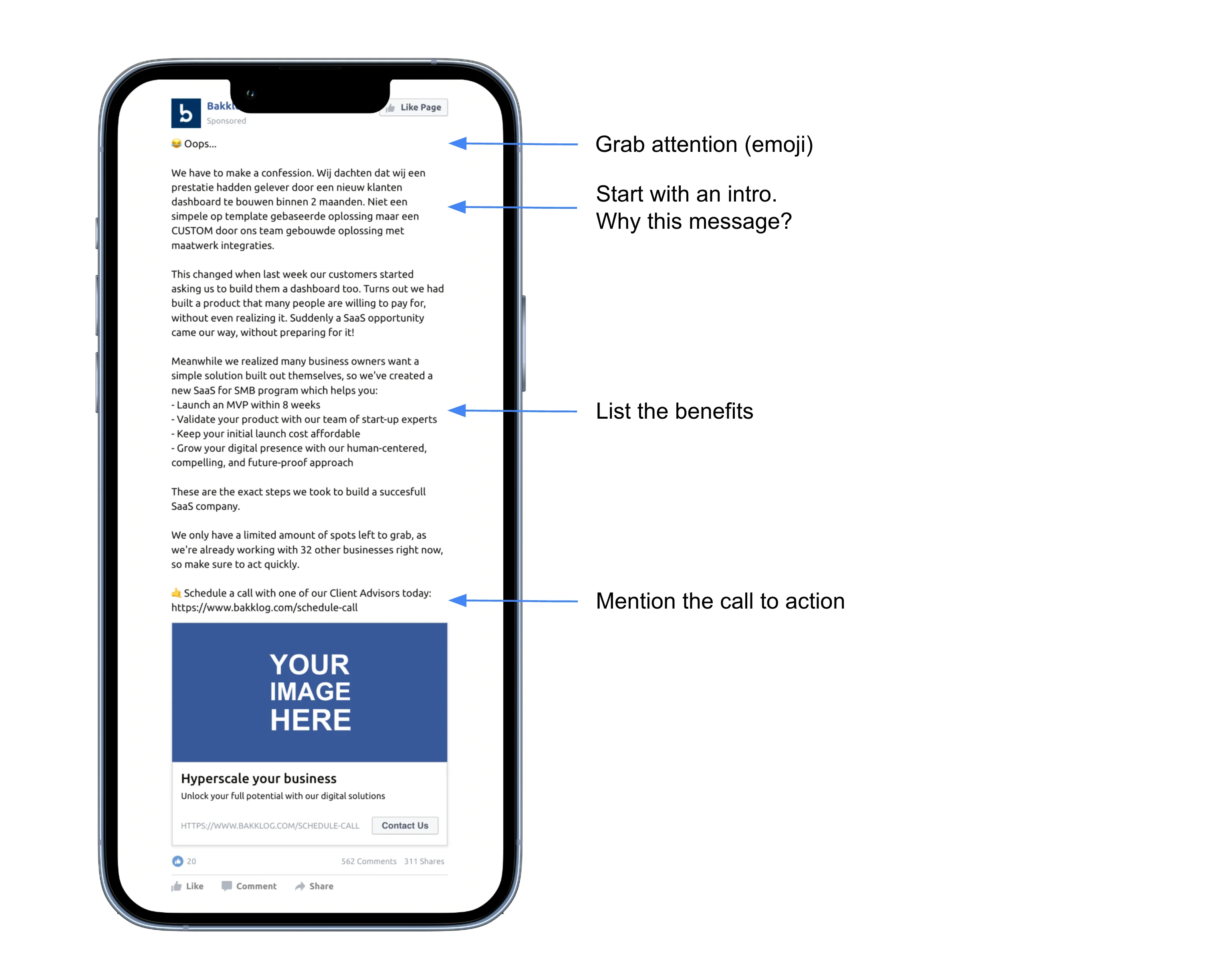 Facebook Ad copy example