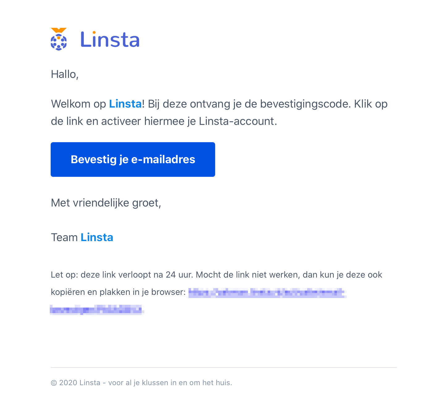 Welcome email Linsta - for all your jobs in and around the house